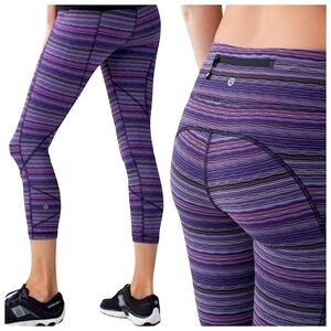 LULULEMON CROP PACE RIVAL Space Dye Twist Pants Size 4 Leggings Side Pockets